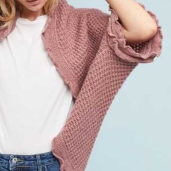 Anthropologie Moth Dusty Rose Knit open sweater Oversized Med. NWOT - Picture 2 of 8